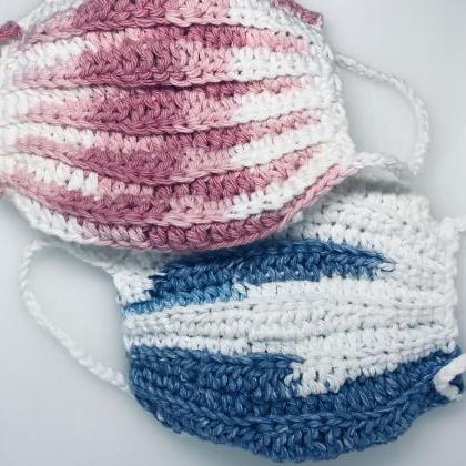 Crochet Cotton Face Masks With Inside Pouch, Kid..