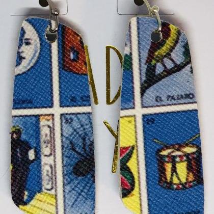 Clearance--loteria Faux Leather Earrings, Mexican,..