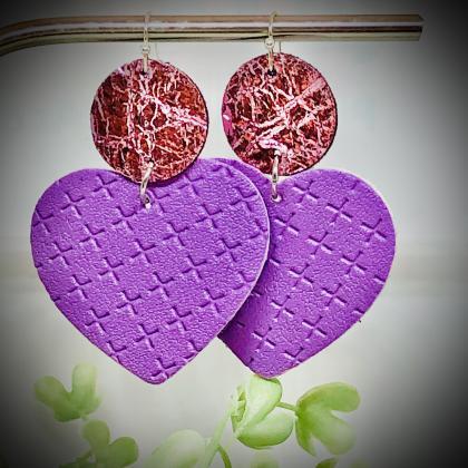 Circle And Heart Shaped Dangles, Pink Foil And..