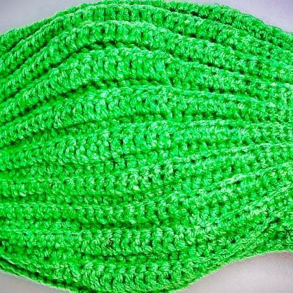Crochet Cotton/acrylic Adult Face Mask, Green..