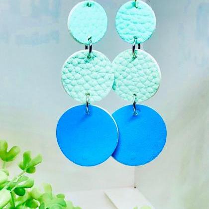 Cascading Circles Faux Leather Dangle Earrings,..