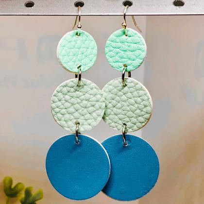 Cascading Circles Faux Leather Dangle Earrings,..