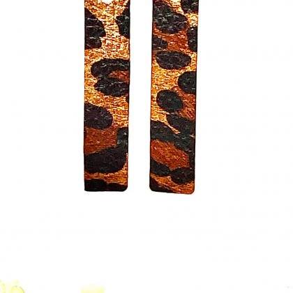 Leopard Print Faux Leather Earrings, Long Dangles,..