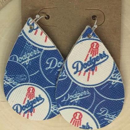 Los Angeles Dodgers, Faux Leather Earrings,..